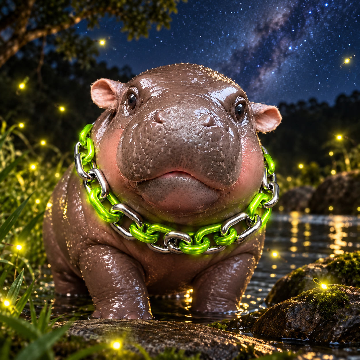 Moo Deng under the stars